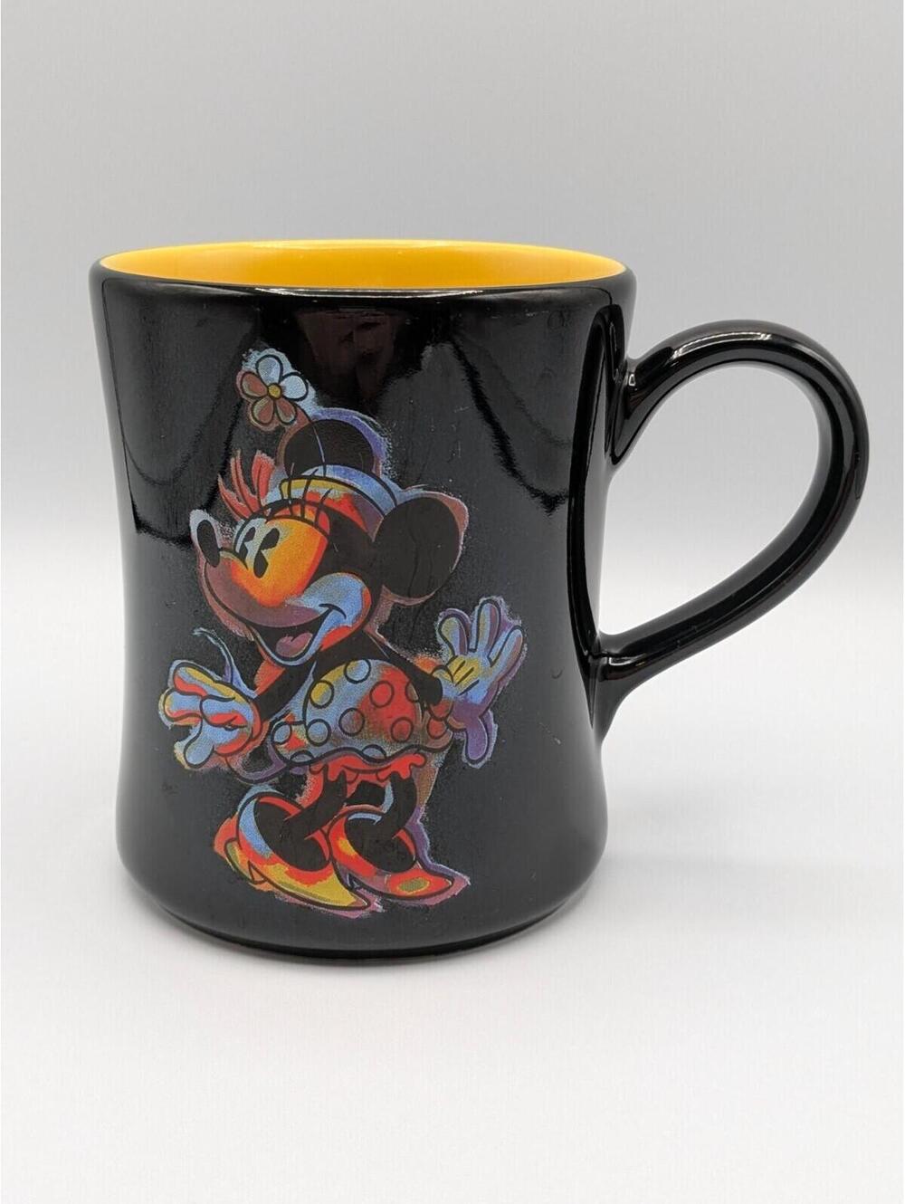 Disney Store Black Minnie Mouse Psychedelic Mug - Yellow Interior, 4.5" Tall